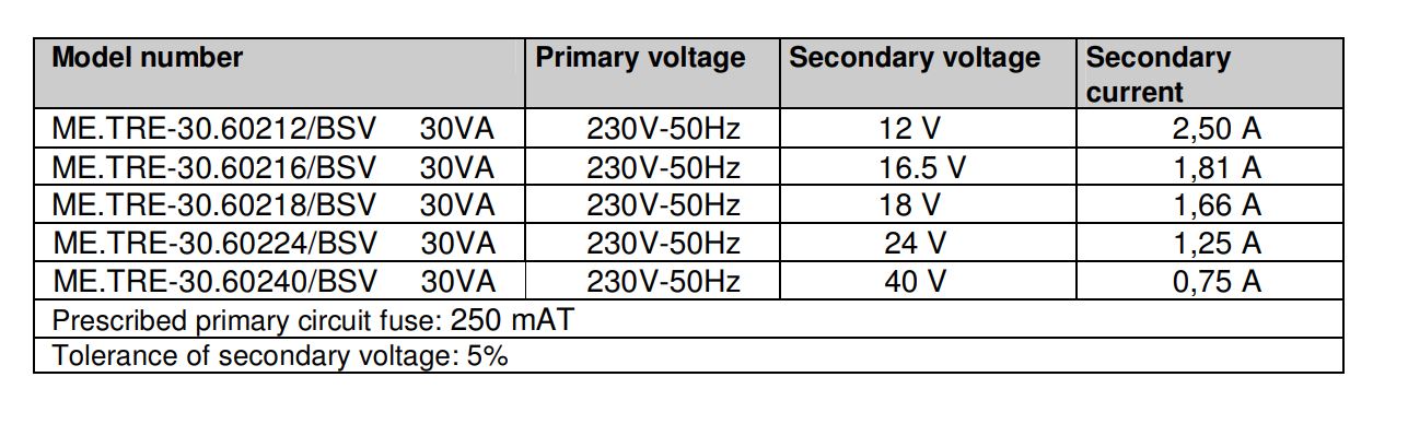 Vemer VN31900010 Transformer TMC 3024 DIN Bar for Continuous Service 230V1224V Power 30VA, Data Sheet.JPG