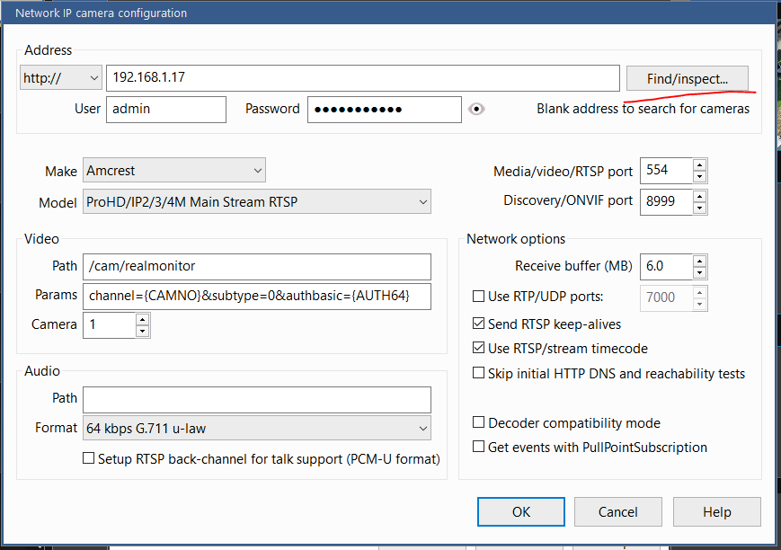 make sure you have all your login info input into the system before clicking find/inspect