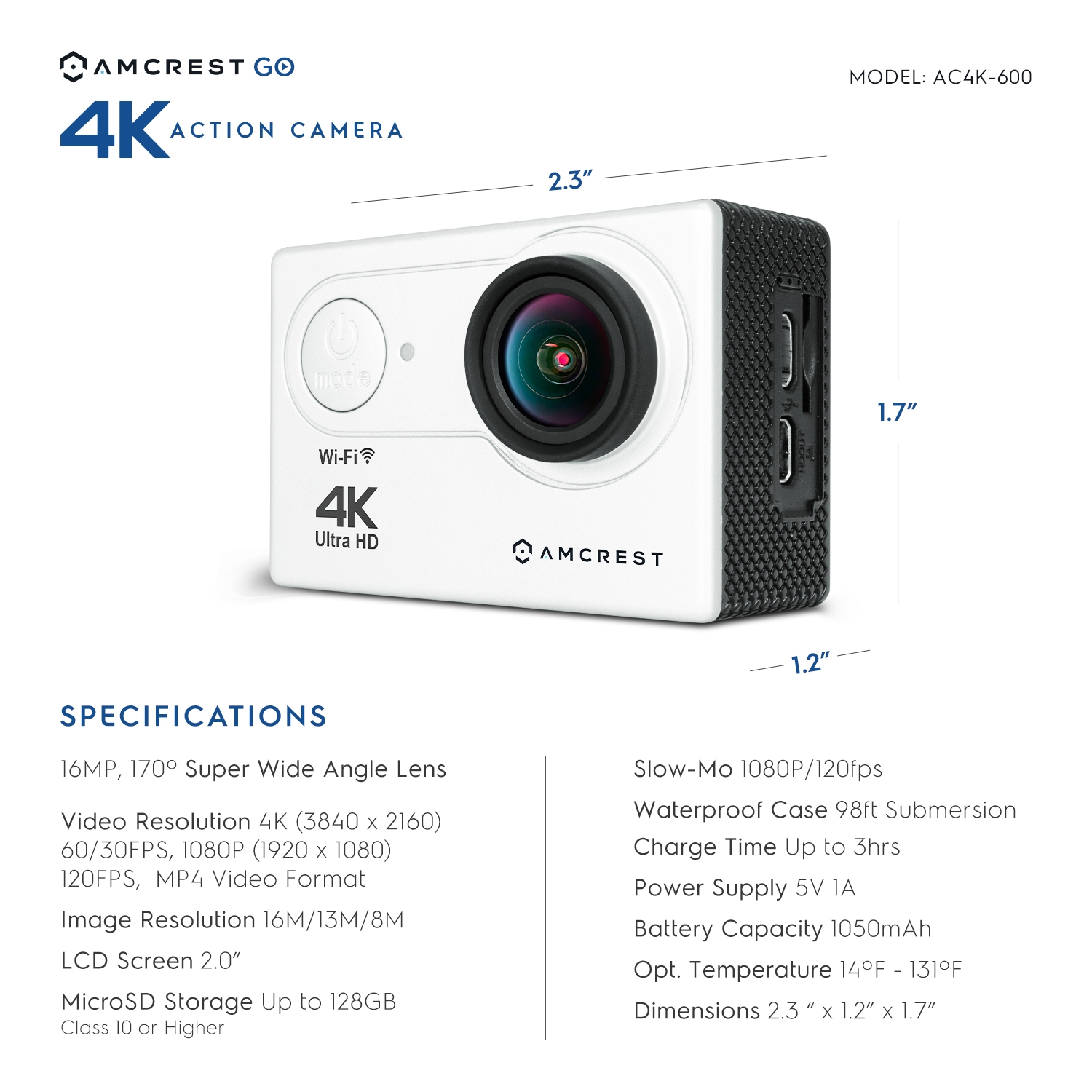 okejeye OK600 4K Action Camera Touch Screen 131ft Waterproof Camera Underwater Webcam WiFi Sports Camera with Remote Control Ultra HD Video 24MP Photos 