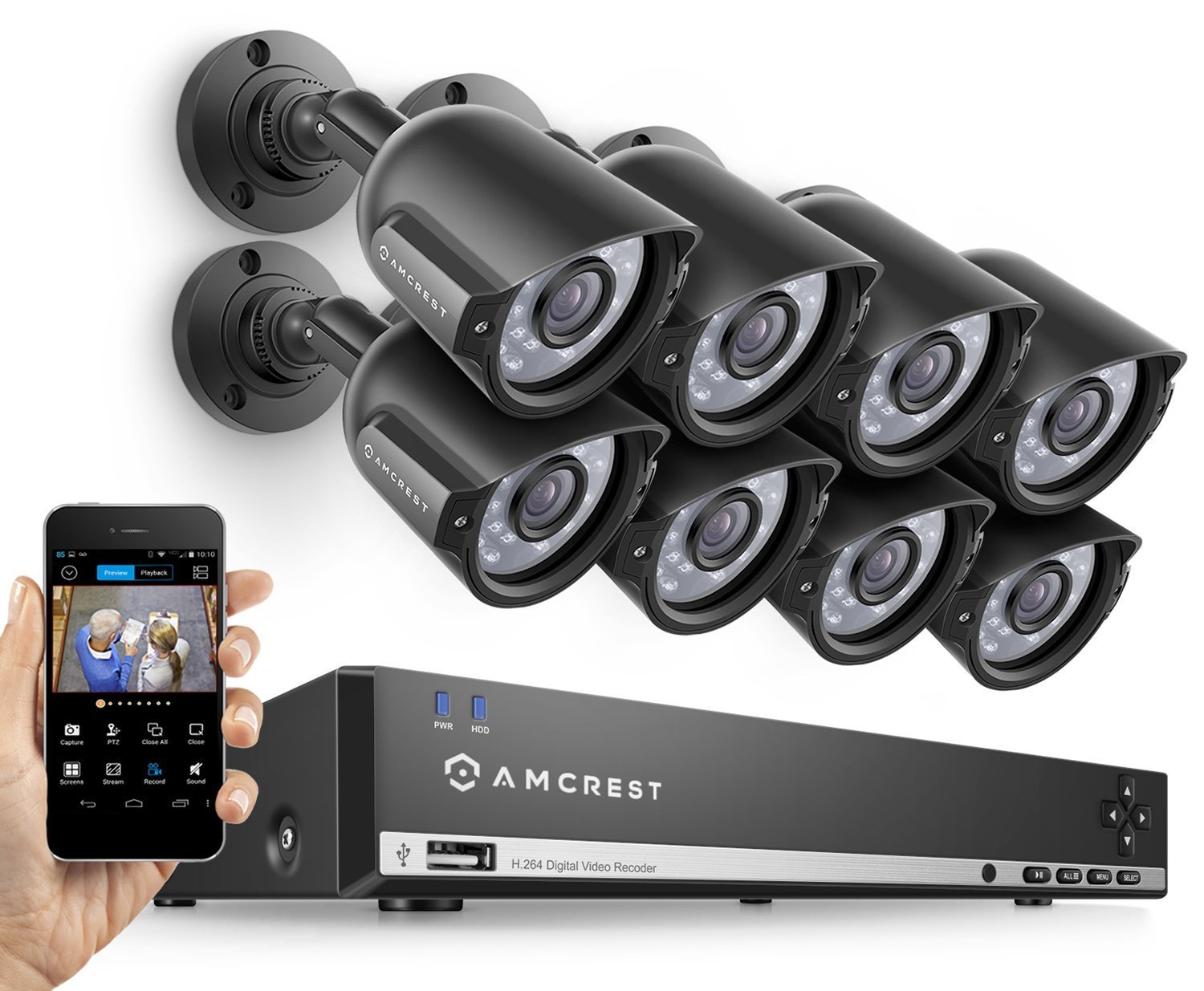 8 Channel Tribrid Security Surveillance DVR with Analog @960H and HD-CVI and 2 IP Channels @up to 1080p ALL IN ONE 1TB HARD DRIVE 