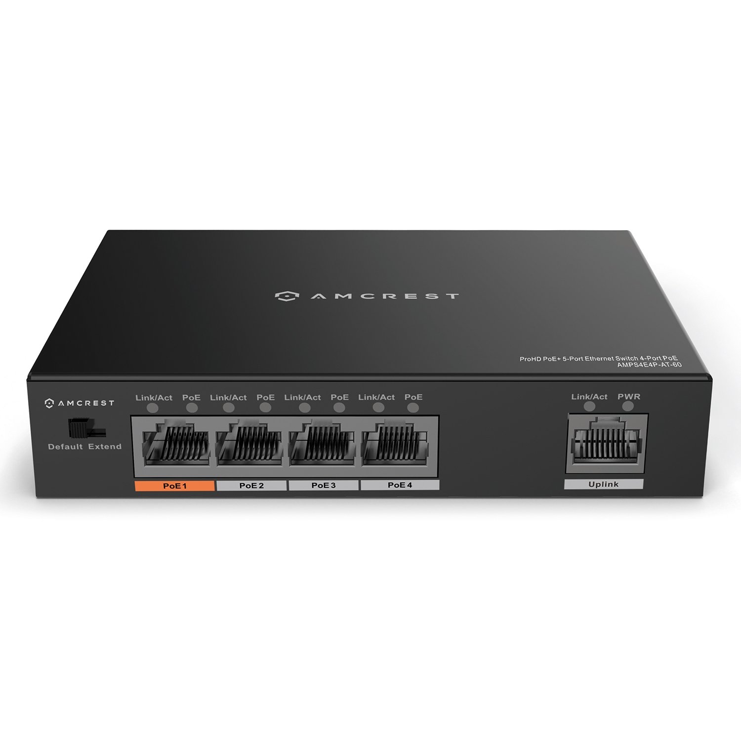 Amcrest 4-Port POE+ Power Over Ethernet POE Switch with Metal Housing,  4-Ports POE+ 802.3af/at 60W (AMPS4E4P-AT-60)