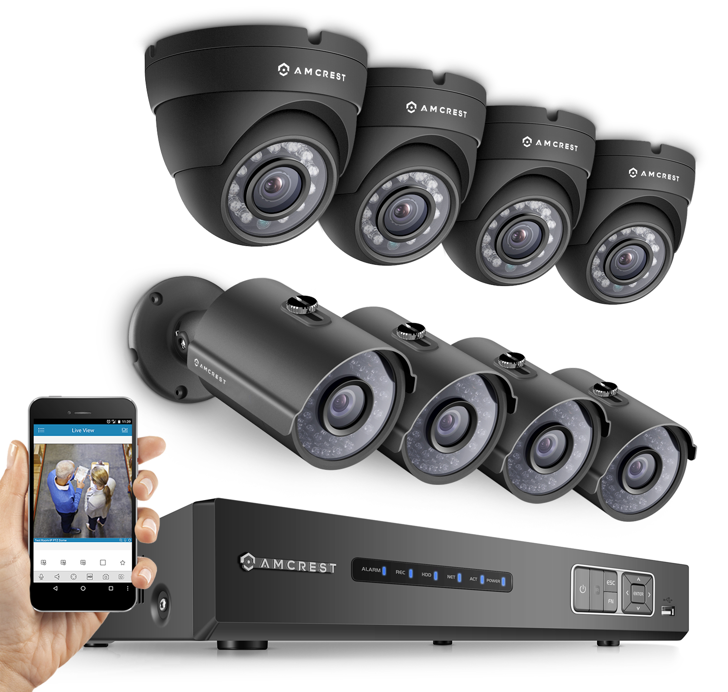 Amcrest ProHD 1080P 8CH Video Security System Eight 2.1 Megapixel 1920TVL Outdoor IP67 Bullet Dome Cameras 2TB HDD Night Vision Remote