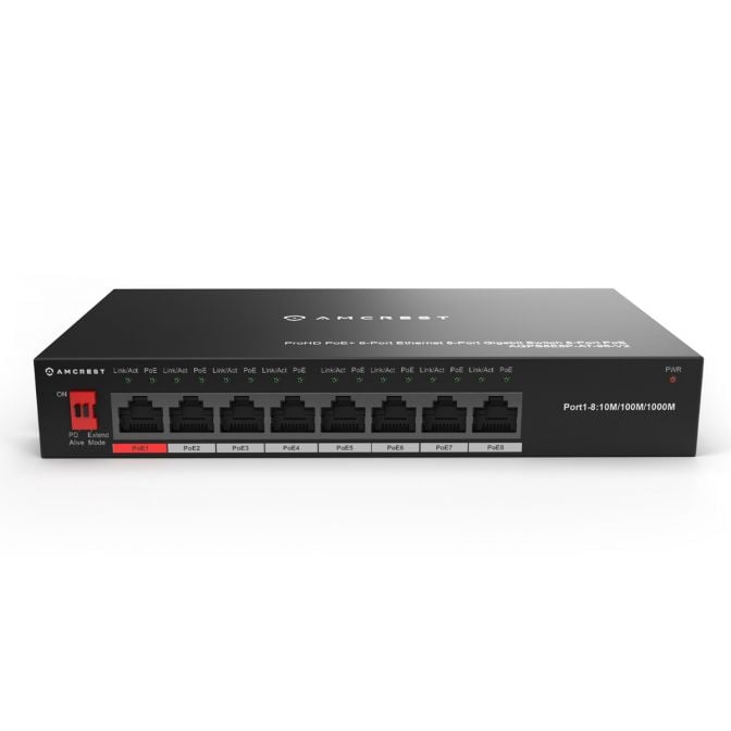 Amcrest 8-Port POE+ Power Over Ethernet POE Switch with Metal