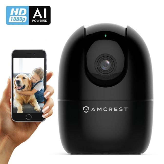 Amcrest SmartHome AI Human Detection WiFi Camera, Indoor Pan/Tilt Wireless  IP Camera, Baby Monitor Mode, Auto-Tracking, Home Security Camera with  Night Vision, Two-Way Audio, Nanny Cam ASH21-B (Black)
