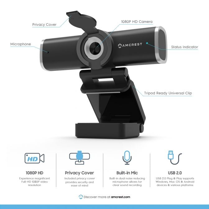 Camara Web Para Pc Con Microfono Full Hd 1080p 2mp Meet Zoom