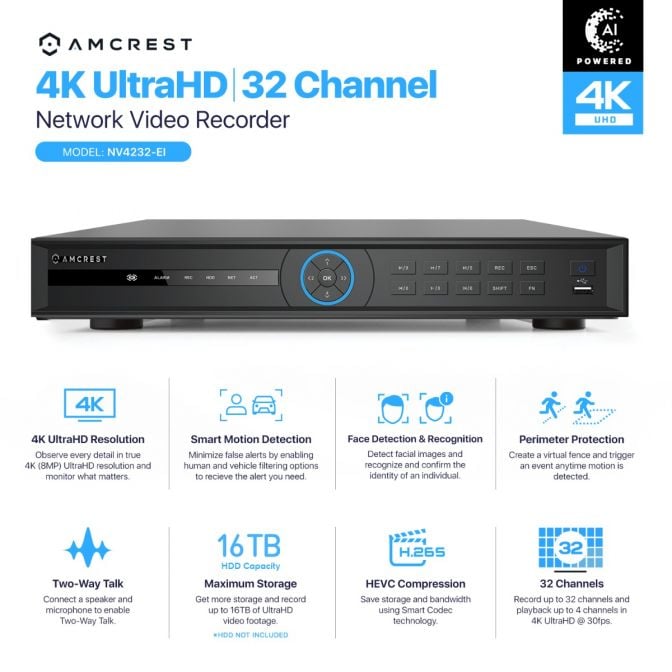 Amcrest 32 channel nvr sales