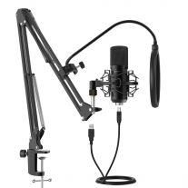 Amcrest USB Mic Cardioid Mic with Boom Arm, Pop-Filter AM430-BPS