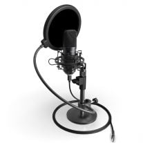 Amcrest Podcast Microphone for Streaming, Voice Recording, Gaming, Conferences, Meetings - Included Pop-Filter, Shock Mount, & Adjustable Heavy Metal Stand, USB AM430-PS
