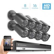 Amcrest Full-HD 1080P 16CH Video Security System with Eight 2.0MP (1920TVL) Outdoor IP67 Bullet Cameras, 98ft Night Vision, Hard Drive Not Included, Eco (AMDV108116-8B-B)