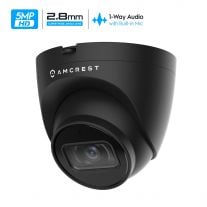 Amcrest ProHD Outdoor Security IP Turret PoE Camera, 5-Megapixel, 98ft NightVision, 2.8mm Lens, IP67 Weatherproof, MicroSD Recording (256GB), Black (IP5M-T1179EB-28MM)