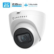 Amcrest Refurbished ProHD Outdoor Security IP Turret PoE Camera, 5-Megapixel, 98ft NightVision, 2.8mm Lens, IP67 Weatherproof, MicroSD Recording (256GB), White (REP-IP5M-T1179EW-28MM)