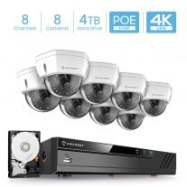 Amcrest 4K 8CH Security Camera System w/ 4K 8CH PoE NVR, (8) x 4K (8-Megapixel) IP67 Weatherproof Metal Dome POE IP Cameras, 2.8mm Wide Angle Lens, Pre-Installed 4TB Hard Drive, NV4108E-HS-IP8M-2493EW8-4TB (White)
