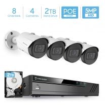 Amcrest 5MP Security System 8CH PoE NVR 4x 5MP Bullet PoE Cameras 2TB