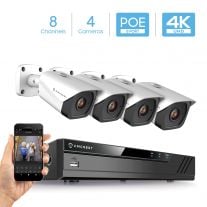 Amcrest 4K Security Camera System 8CH PoE NVR 4x 4K IP PoE Bullet Cam