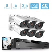 Amcrest 4K Security Camera System 8Ch PoE NVR 6x 4K POE Camera 2TB HDD