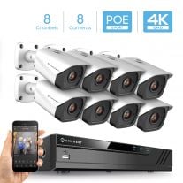 Amcrest 4K Security Camera System 8CH PoE NVR 8x 4K IP PoE Bullet Cam