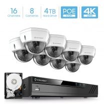 Amcrest 4K Security Camera System w/ 4K (8MP) 16CH NVR, (8) x 4K (8-Megapixel) IP67 Weatherproof Metal Dome POE IP Cameras (3840x2160), 2.8mm Wide Angle Lens, 4TB Hard Drive, NV4116E-IP8M-2493EW8-4TB (White)