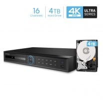 Amcrest 4K NV5216-4TB (16CH 1080P/3MP/4MP/5MP/6MP/4K/12MP) Network Video Recorder - Supports up to 16 x 4K IP Cameras, Pre-Installed 4TB Hard Drive (Supports up to 2 x 10TB Hard Drives) (No PoE Ports Included)