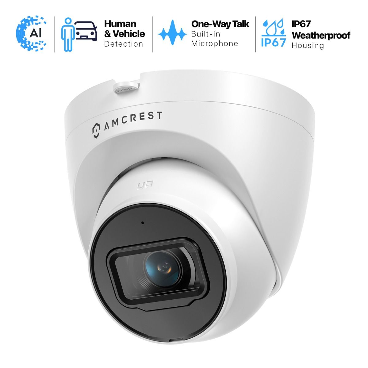 Amcrest ProHD Outdoor Security IP Turret PoE Camera, 5-Megapixel, 98ft NightVision, 2.8mm Lens, IP67 Weatherproof, MicroSD Recording (256GB), White (IP5M-T1179EW-AI-V3) Amcrest ProHD Outdoor Security IP Turret PoE Camera, 5-Megapixel, 98ft NightVision, 2.8mm Lens, IP67 Weatherproof, MicroSD Recording (256GB), White (IP5M-T1179EW-AI-V3)