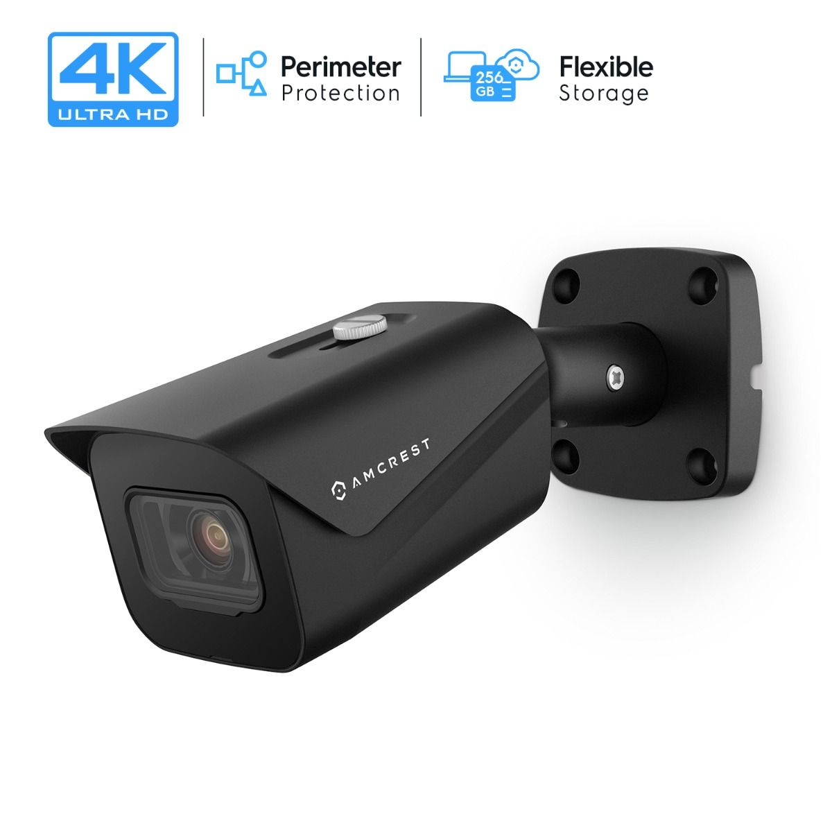 Amcrest UltraHD 4K (8MP) Bullet POE IP Camera Security, 3840x2160, 131ft  NightVision, 2.8mm Lens, IP67 Weatherproof, MicroSD Recording, Black  (IP8M-2496EB)
