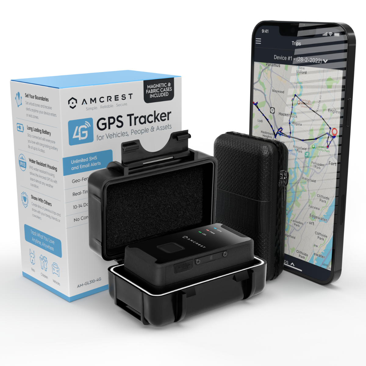 Amcrest 4G GPS Tracker for Vehicles, Portable GPS Tracking Device with Real  Time Tracking w/ 60 Second Updates, Unlimited Text/Email Alerts,  Geo-Fencing, 10-14 Day Battery (AM-GL300W-4G)