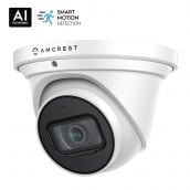 Amcrest UltraHD 4K (8MP) AI Outdoor Security Turret POE IP Camera, 3840x2160, 98.4ft NightVision, 2.8mm Lens, IP67 Weatherproof, MicroSD Recording, Built in Microphone, White (IP8M-T2669EW-AI)