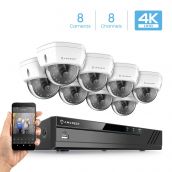 Amcrest 4K Security Camera System 8CH PoE NVR 8x 4K Dome POE Cameras