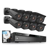 Amcrest 4K Security Camera System with 4K 8CH NVR & Eight x 4K (8-Megapixel) Bullet POE IP Cameras (3840x2160P), Pre-Installed 2TB Hard Drive NV4108E-IP8M-2496EB8-2TB