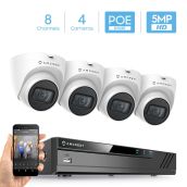 Amcrest 5MP Security Camera System 8CH PoE NVR 4x 5MP Turret PoE Cam