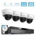Amcrest 5MP Security Camera System, 4K 8CH PoE NVR, (4) x 5-Megapixel 2.8mm Wide Lens Weatherproof Metal Vandal Dome PoE IP Cameras, Pre-Installed 2TB Hard Drive, NV4108E-IP5M-D1188EW4-2TB (White)