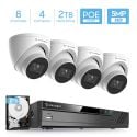 Amcrest 5MP Security Camera System, 4K 8CH PoE NVR, (4) x 5-Megapixel 2.8mm Wide Lens Weatherproof Metal Turret PoE IP Cameras, Built in Mic, Pre-Installed 2TB Hard Drive, NV4108E-IP5M-T1179EW4-2TB (White)