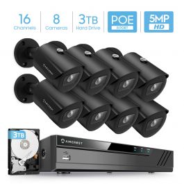 16CH Network Video Recorder NVR 16CH 720p/1080p/3MP/4MP/5MP/6MP/8MP/4K NV4116E-3TB Supports up to 16 x 8-Megapixel IP Cameras Amcrest NV4116E-3TB 8-Port PoE Pre-Installed 3TB Hard Drive 