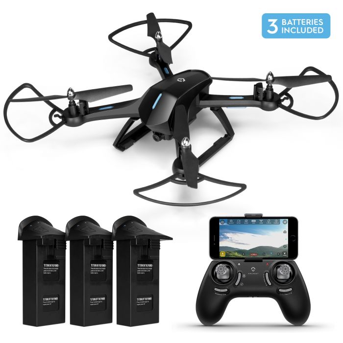 Amcrest A6-B Skyview Wi-Fi FPV Drone Quadcopter with Camera HD 1.3-Megapixel, RC + 2.4ghz WiFi Helicopter with Remote Control, FPV, Headless Altitude Hold, Smartphone (iOS/Android) Control, 2 x Additional Batteries Included (