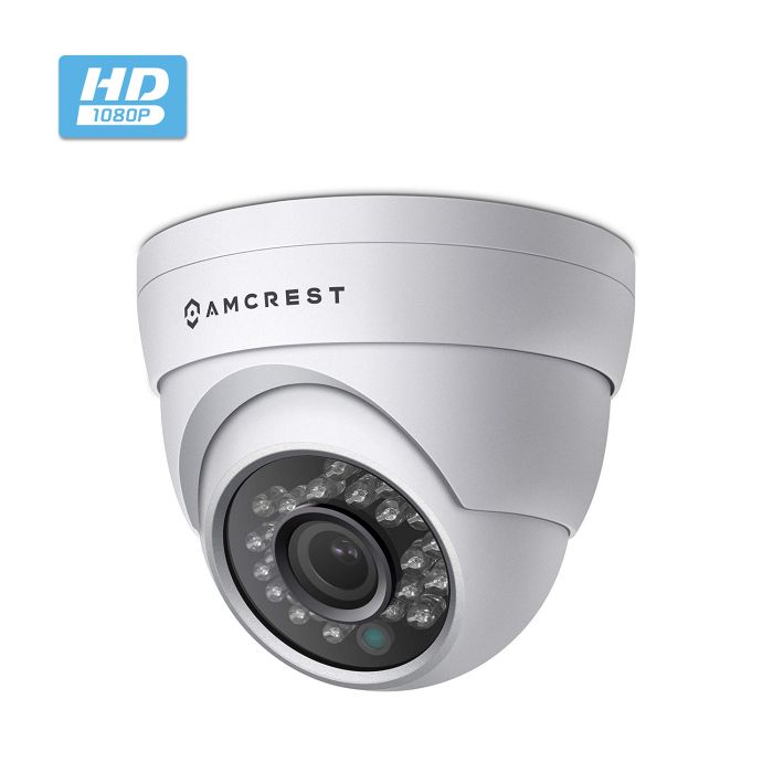Amcrest Full HD 1080P 1920TVL Dome Outdoor Security Camera (Quadbrid 4-in1 HD-CVI/TVI/AHD/Analog), 2MP 1920x1080, 65ft Night Vision, Metal Housing, 2.8mm Lens 95° Viewing Angle, White (AF-2MDT-28W)