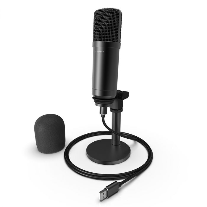 Amcrest USB Microphone for Voice Podcasts, Gaming, Online Conferences, Streaming, Cardioid Microphone with Adjustable Heavy Metal Stand, Windscreen and 6.5 ft USB Cable, AM430