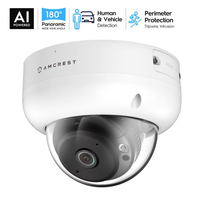 Amcrest UltraHD 4MP AI Outdoor Security Turret PoE IP Camera, 4MP @25fps,  164ft Full Night Color Vision, Vehicle ＆ Human Detection, Built-in Siren Al 