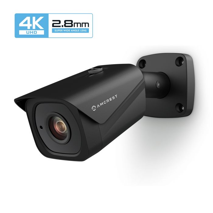 Amcrest UltraHD 4K (8MP) Outdoor Bullet POE IP Camera, 3840x2160, 131ft  NightVision, 2.8mm Lens, IP67 Weatherproof, MicroSD Recording, Black 
