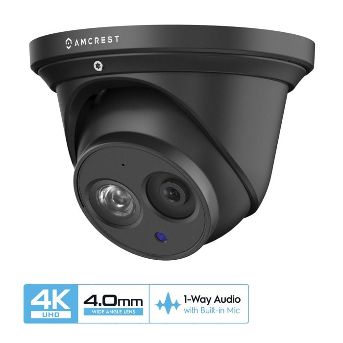 Amcrest UltraHD 4K (8MP) Outdoor Security IP Turret PoE Camera, 3840x2160,  164ft NightVision, 4.0mm Narrower Angle Lens, IP67 Weatherproof, MicroSD 