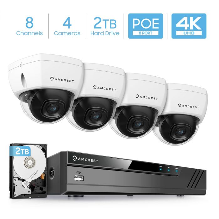 Network Video Recorder 1080p/3MP/4MP/5MP/6MP/8MP No Built-in WiFi Anpviz 4K 4-Channel PoE NVR Not Included Supports up to 4 x Anpviz 8-Megapixel IP Cameras Supports up to 6TB HDD 