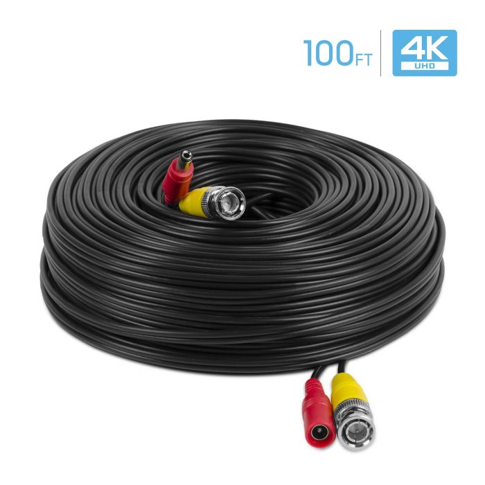 verkoudheid Detective Transparant Amcrest 4K Security Camera Cable 100FT BNC Cable, Camera Wire CCTV,  Pre-Made All-in-One